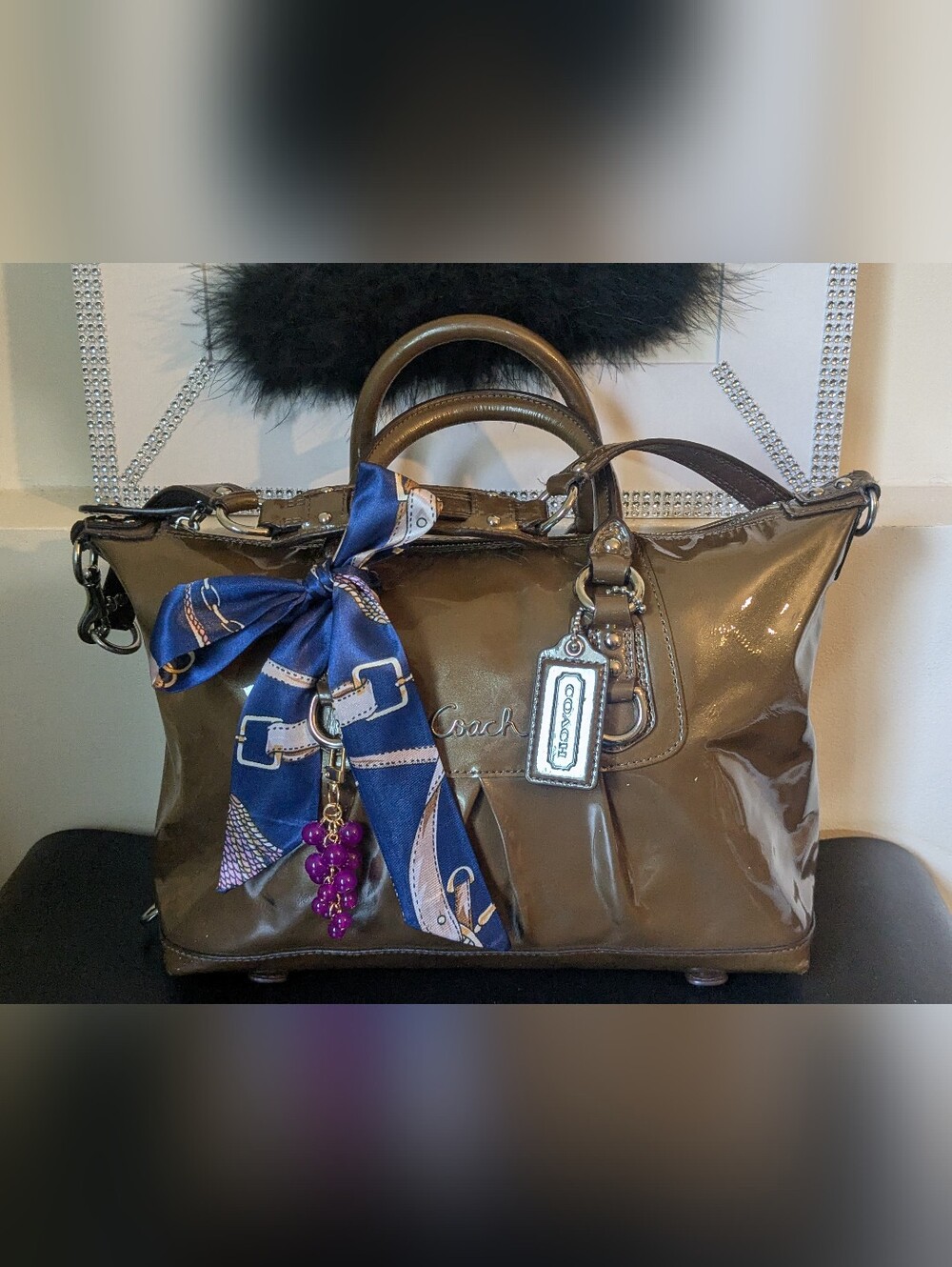 COACH 'Ashley' Convertible Vinyl Shoulder Bag Satchel